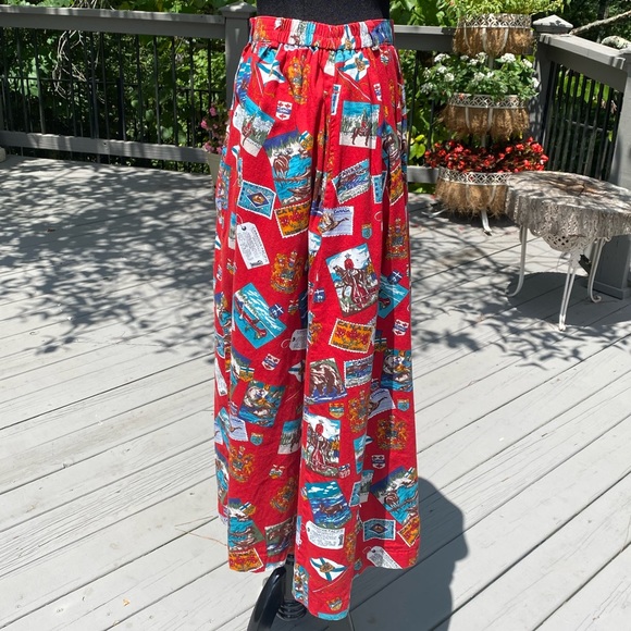 Vintage 90s does 50s Novelty Print Moose Mountie Horse Canada Print Aline Skirt - Picture 3 of 10